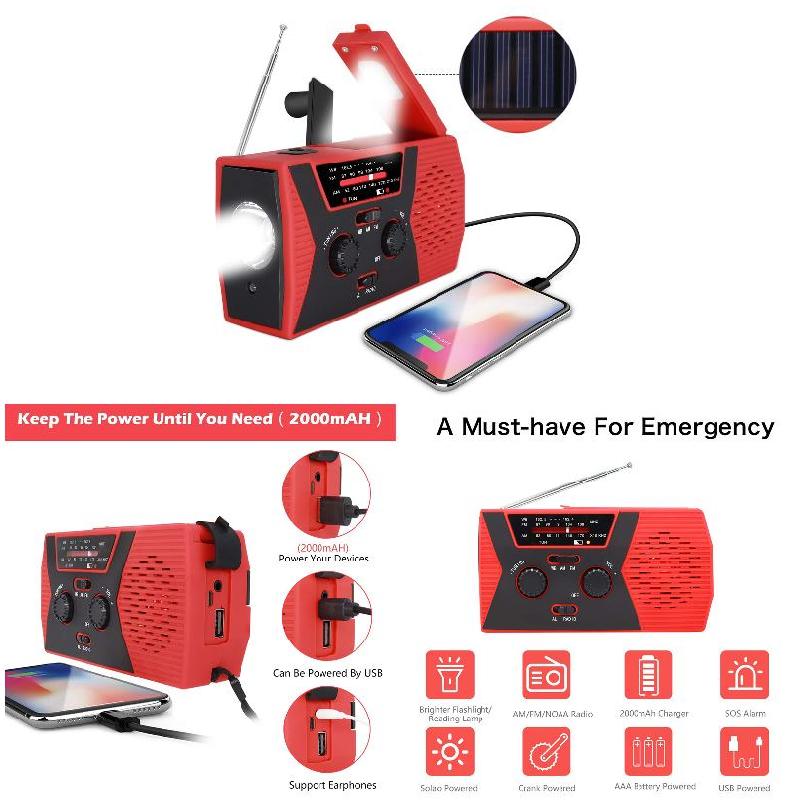 Emergency Radio Solar - Emergency Solar Hand Crank Radio With