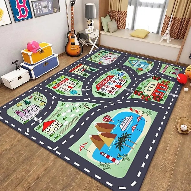 Outdoor Adventure Educator - Kids City Road Play Rug Interactive
