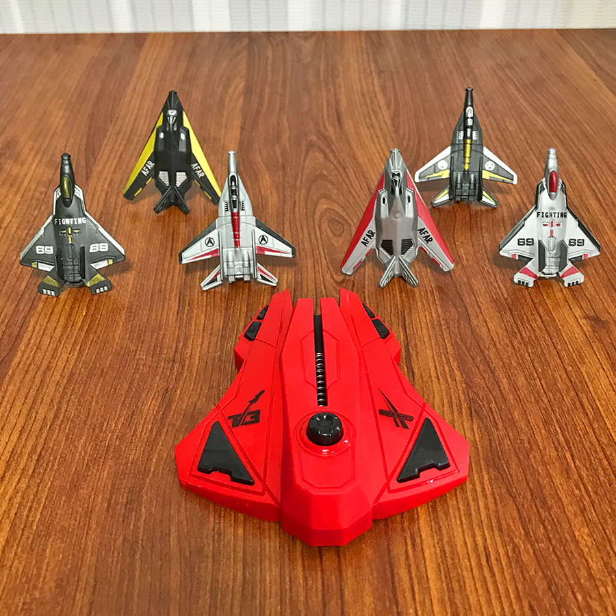 Outdoor Adventure Game - 6pcs Fighter Plane Red Launcher Toy,