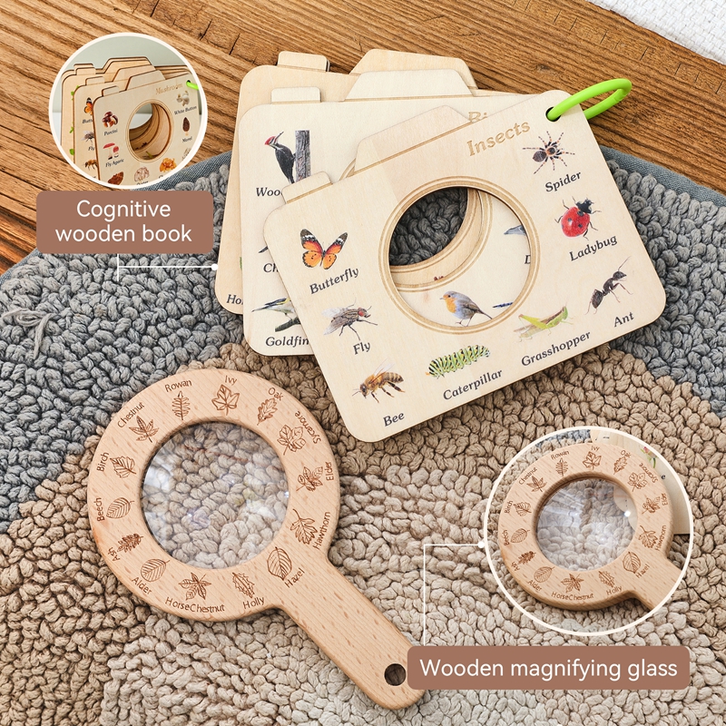 Outdoor Adventure Toys - Wooden Montessori Toy Magnifying Glass Outdoor