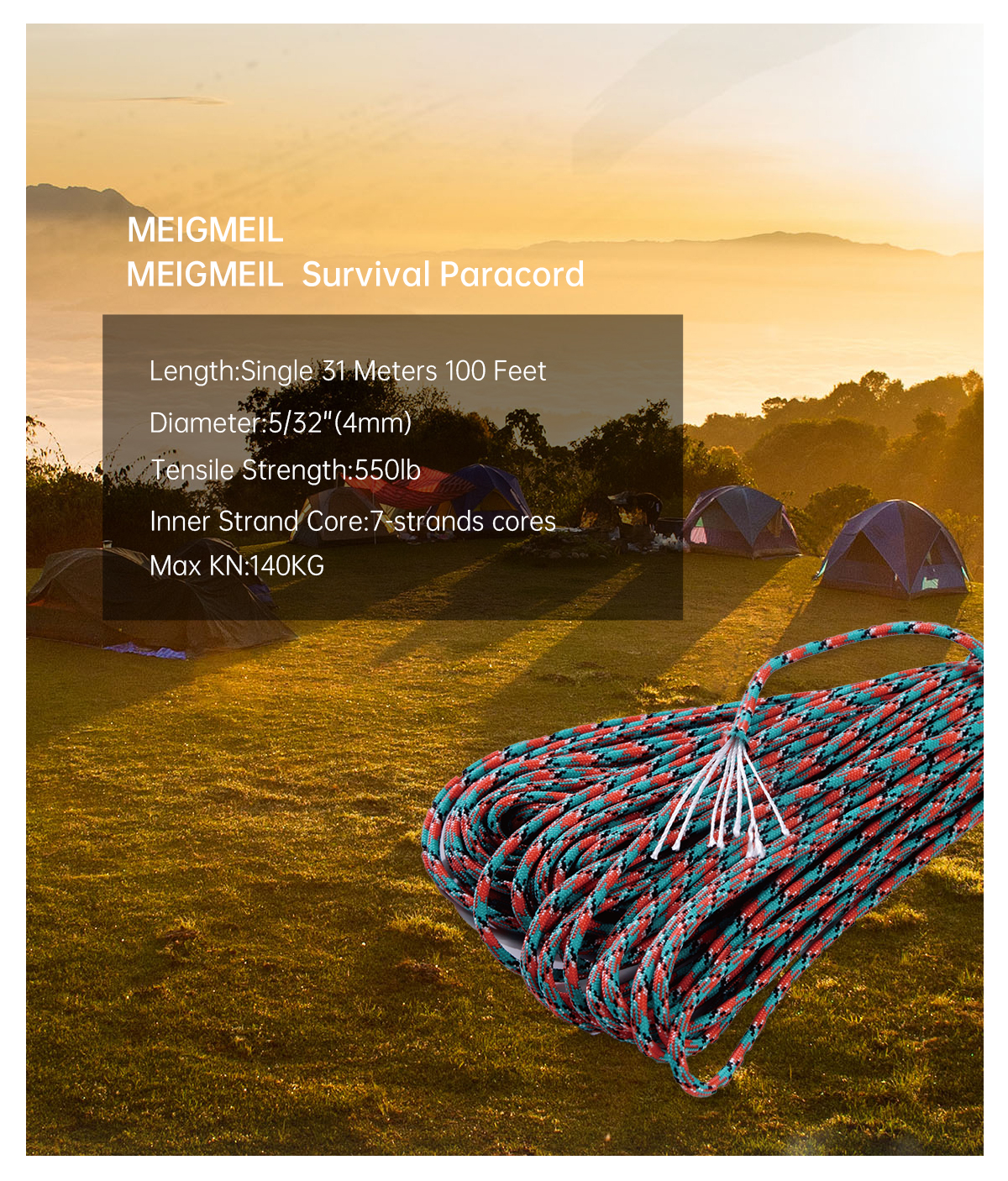 1pcs 550 Paracord Parachute Co – Paracord 550 Feet Bewertung und Preis